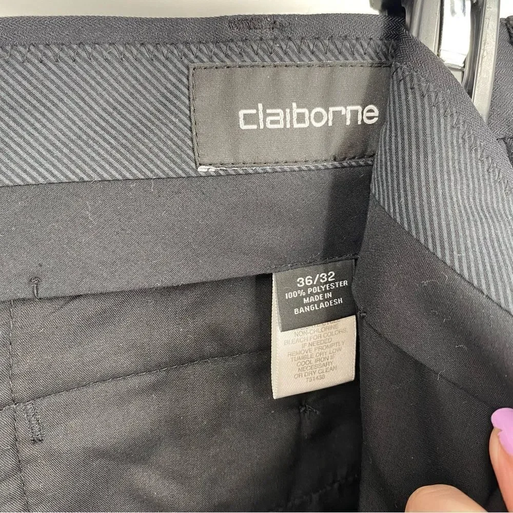 Claiborne Men’s Flat Front Black Dress Pants size 36/32